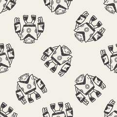 Fototapeta premium Doodle Robot seamless pattern background
