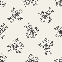 Doodle Robot seamless pattern background