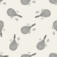 Doodle Tennis racket seamless pattern background - 80053547