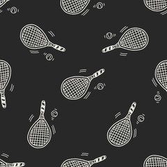 Doodle Tennis racket seamless pattern background - 80053548