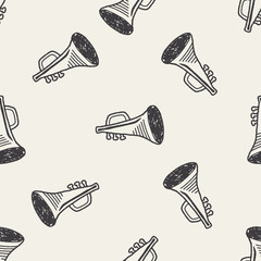 Doodle Trumpet seamless pattern background