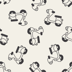 Fototapeta premium Doodle Motorbike seamless pattern background