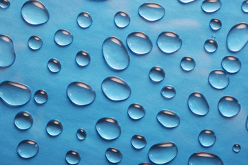 drops of water on a blue background