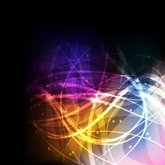 Neon abstract lines design on dark background