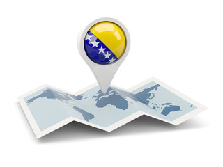 Round pin with flag of bosnia and herzegovina