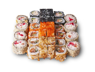 Суши. Японская еда. Белый фон