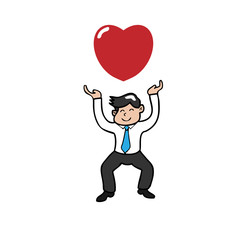 Businessman floating heart