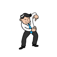 Businessman point finger down