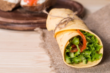 fresh tortilla wraps with vegetables