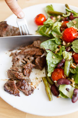 beef with salad