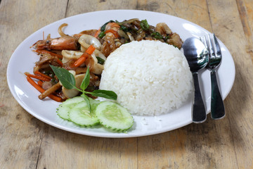thai spicy food with sea food