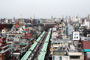 Nakamise of you looked down from above Asakusa