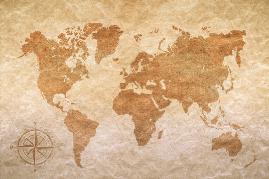 Fototapeta vintage paper  with world map