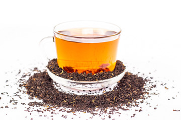 isolated transparent saucer and cup of tea 