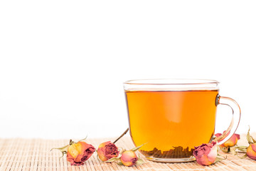 isolated transparent  cup of rose tea 