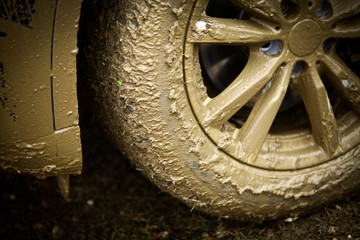 Muddy car's wheel