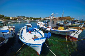 Fototapeta na wymiar Fishing boats on greek island