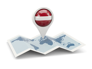 Naklejka premium Round pin with flag of latvia
