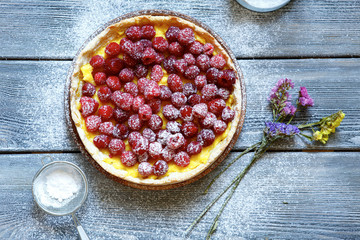 Delicious raspberries pie