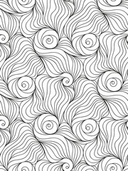 Vector seamless wave background of doodle drawn lines