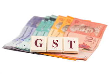 GST concept with Text and Malaysian Ringgit
