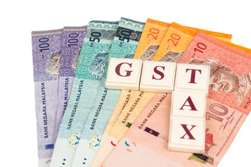 GST concept with Text and Malaysian Ringgit