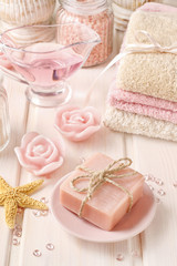 Bar of handmade rose soap