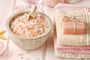 Bowl of rose sea salt