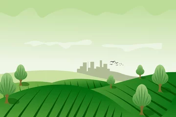 Fotobehang Groene weide landschap achtergrond © sdp_creations