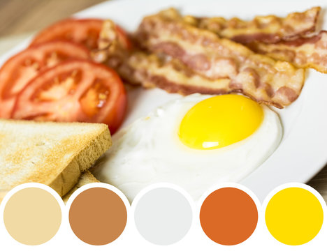 Color Palette Of Tasty English Morning Breakfast