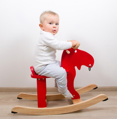 Baby boy playing with a rocking horse - 80060715