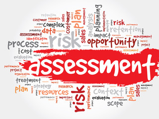 Word Cloud with Assessment related tags, business concept