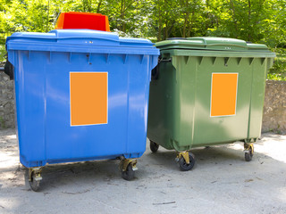 New colorful plastic garbage containers