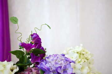 a bouquet of lilac flowers in the interior