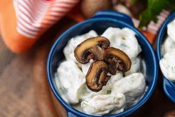 Meat Dumplings - russian boiled pelmeni in plate