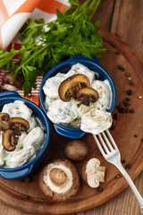Meat Dumplings - russian boiled pelmeni in plate