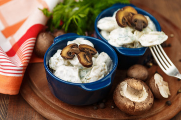 Meat Dumplings - russian boiled pelmeni in plate