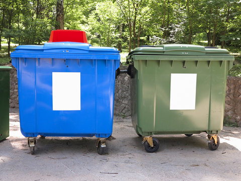 New colorful plastic garbage containers