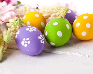 Easter Eggs with Spring Flowers