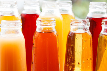 different bottles of juice