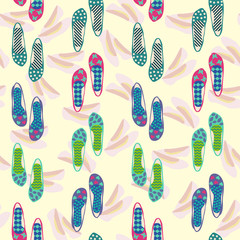 pattern  of fashion vintage shoes with flowers fabric.