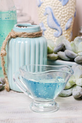 Blue liquid soap