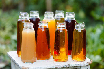 different bottles of juice