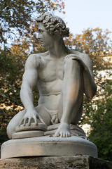 Fototapeta na wymiar Paris - Luxembourg Gardens. Sculpture of Archidamas