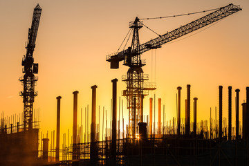 silhouette of construction site