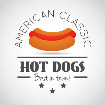 American classic hot dogs. Vector art.