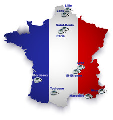 France soccer stadium map