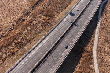 aerial view of highway