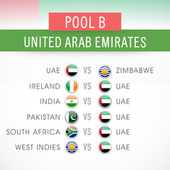 Cricket World Cup 2015, schedule detail of United Arab Emirates.