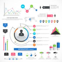 Colorful set of various business infographics.